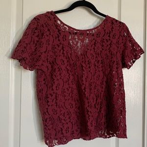 Maroon Lace Shirt with Built in Maroon Tank top